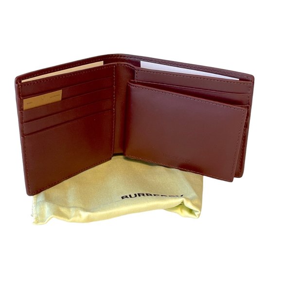 Burberry Ronan Oxblood Leather Logo Bifold Wallet with removable ID wallet - Picture 2 of 15